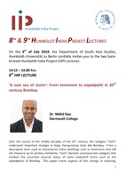 06.07.: 8th and 9th  Humboldt India Project (HIP) Lectures